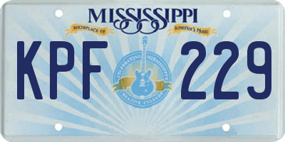 MS license plate KPF229