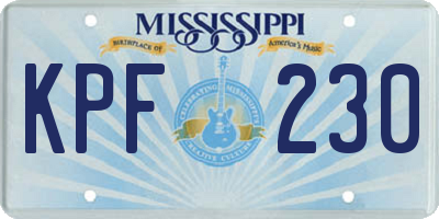 MS license plate KPF230