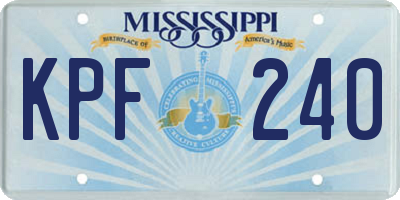 MS license plate KPF240