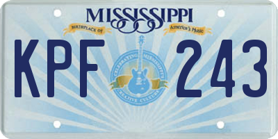 MS license plate KPF243
