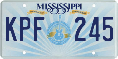 MS license plate KPF245