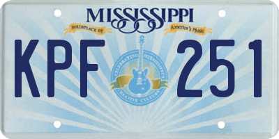 MS license plate KPF251