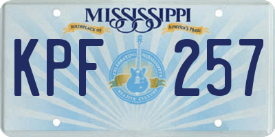 MS license plate KPF257