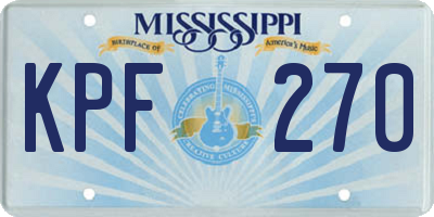 MS license plate KPF270
