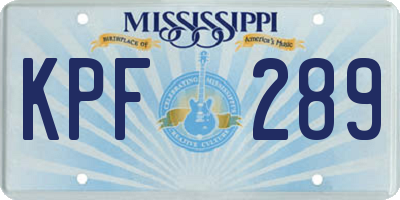 MS license plate KPF289