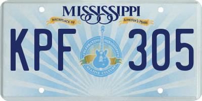 MS license plate KPF305
