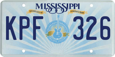 MS license plate KPF326