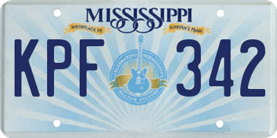 MS license plate KPF342