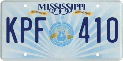 MS license plate KPF410