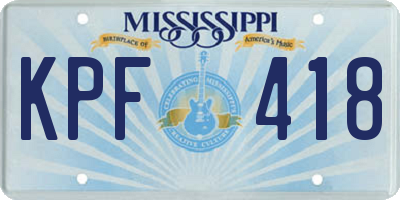 MS license plate KPF418