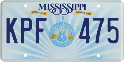 MS license plate KPF475