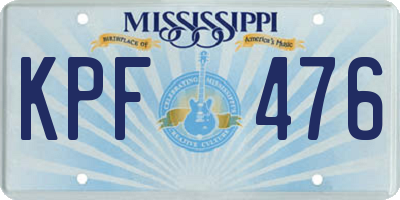 MS license plate KPF476