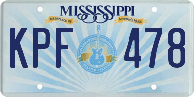 MS license plate KPF478