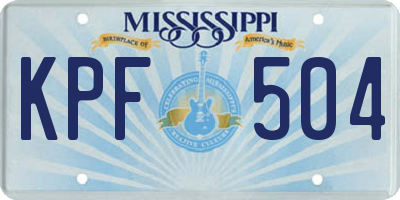 MS license plate KPF504
