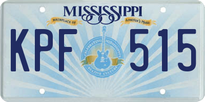 MS license plate KPF515