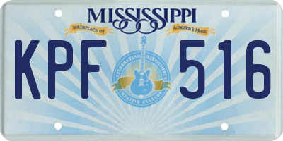 MS license plate KPF516