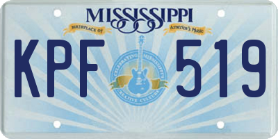 MS license plate KPF519