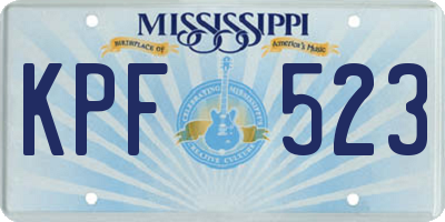 MS license plate KPF523