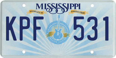 MS license plate KPF531