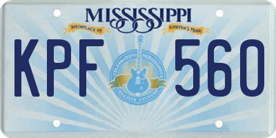 MS license plate KPF560