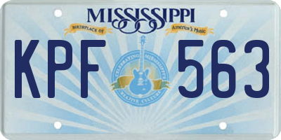 MS license plate KPF563