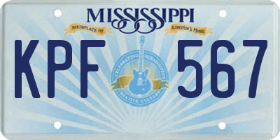 MS license plate KPF567
