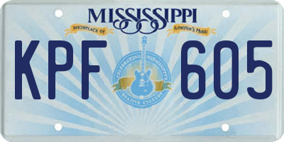 MS license plate KPF605