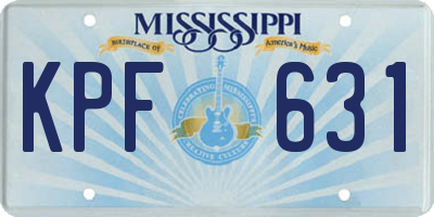 MS license plate KPF631