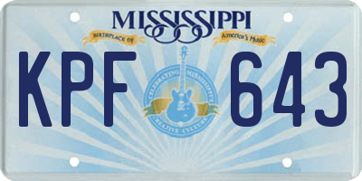 MS license plate KPF643