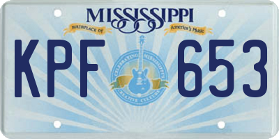 MS license plate KPF653