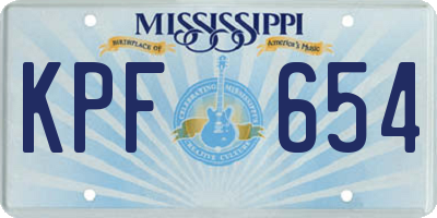 MS license plate KPF654
