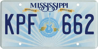 MS license plate KPF662
