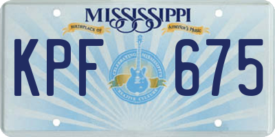 MS license plate KPF675