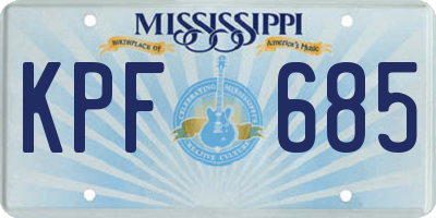 MS license plate KPF685