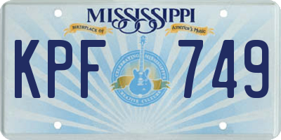 MS license plate KPF749