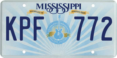MS license plate KPF772