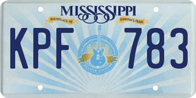 MS license plate KPF783