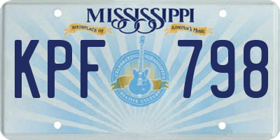 MS license plate KPF798