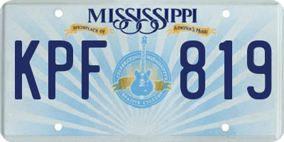 MS license plate KPF819