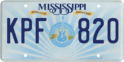 MS license plate KPF820