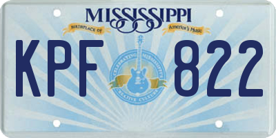 MS license plate KPF822