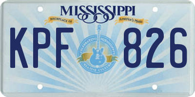 MS license plate KPF826
