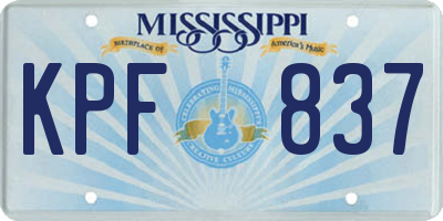 MS license plate KPF837
