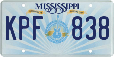 MS license plate KPF838