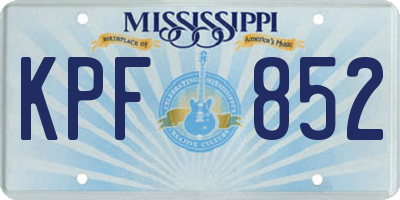 MS license plate KPF852