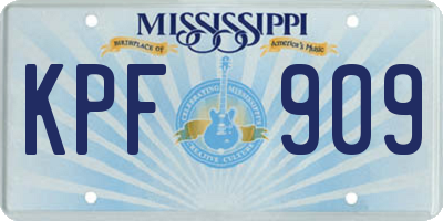 MS license plate KPF909