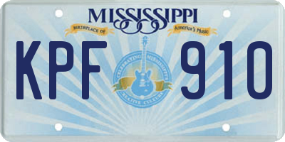 MS license plate KPF910
