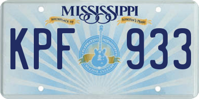 MS license plate KPF933