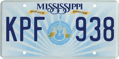 MS license plate KPF938