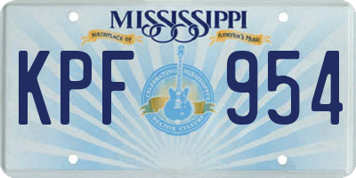 MS license plate KPF954